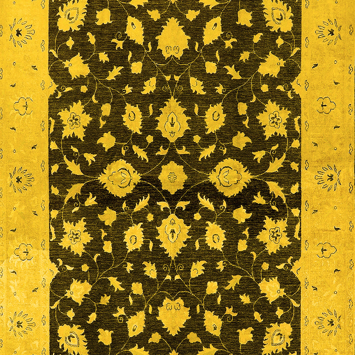 Machine Washable Oriental Yellow Industrial Rug, wshurb3036yw