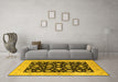 Machine Washable Oriental Yellow Industrial Rug in a Living Room, wshurb3036yw