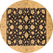 Round Oriental Brown Industrial Rug, urb3036brn