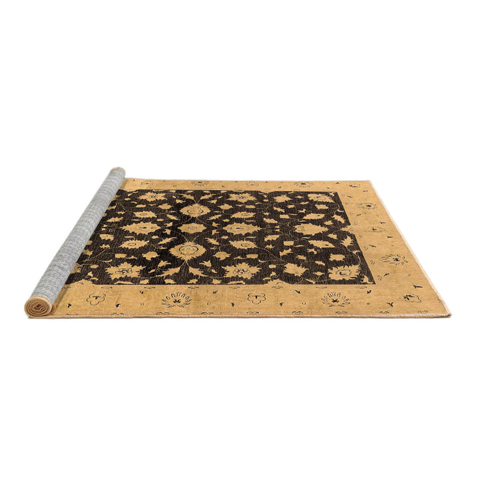 Sideview of Machine Washable Oriental Brown Industrial Rug, wshurb3036brn