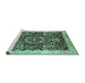 Sideview of Machine Washable Oriental Turquoise Industrial Area Rugs, wshurb3037turq