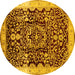 Round Oriental Yellow Industrial Rug, urb3037yw