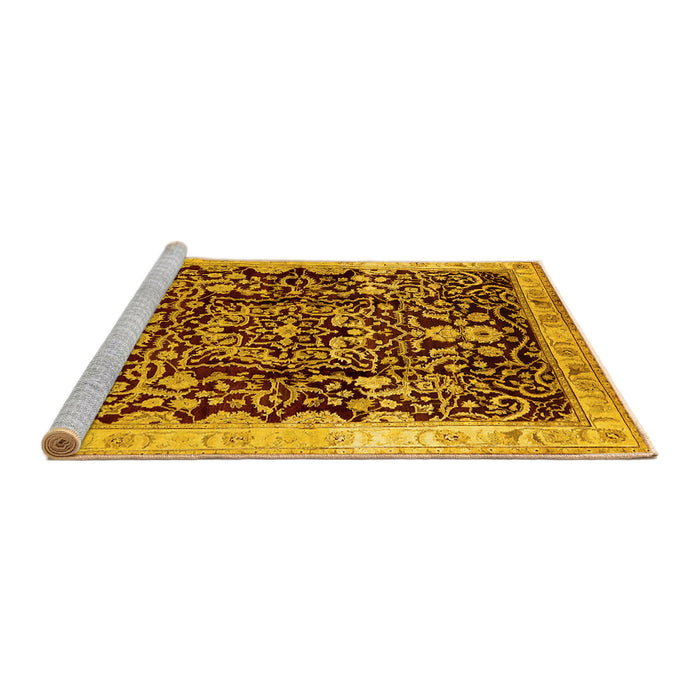 Sideview of Machine Washable Oriental Yellow Industrial Rug, wshurb3037yw