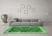 Machine Washable Oriental Emerald Green Industrial Area Rugs in a Living Room,, wshurb3037emgrn