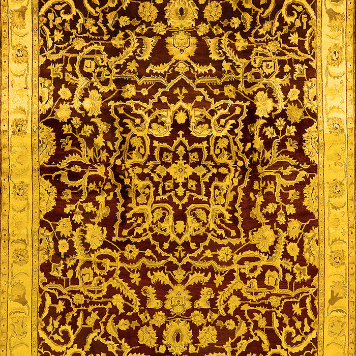 Machine Washable Oriental Yellow Industrial Rug, wshurb3037yw