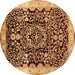 Round Oriental Brown Industrial Rug, urb3037brn