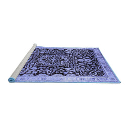 Sideview of Machine Washable Oriental Blue Industrial Rug, wshurb3037blu