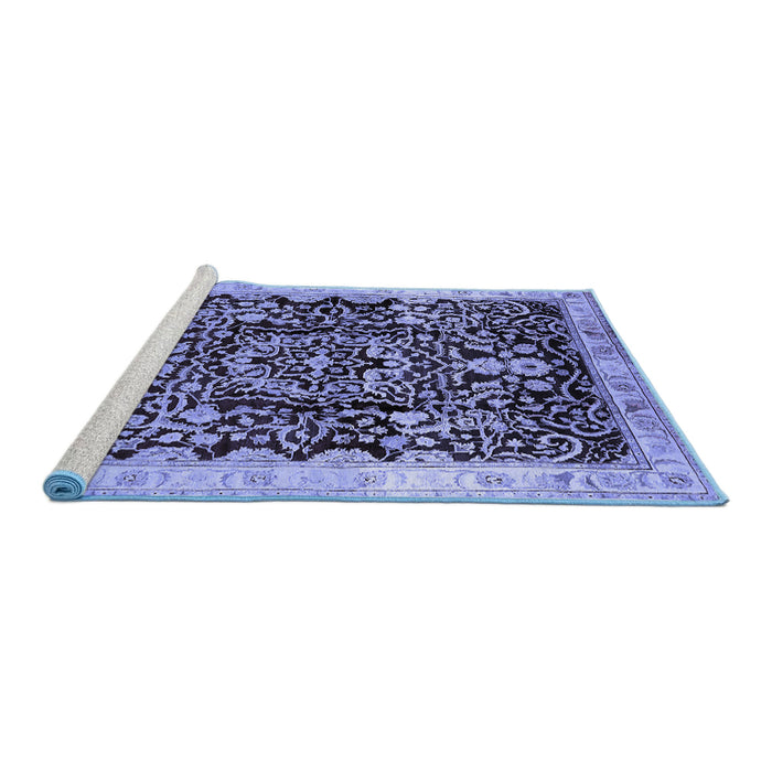 Sideview of Machine Washable Oriental Blue Industrial Rug, wshurb3037blu