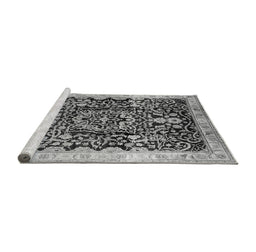 Sideview of Machine Washable Oriental Gray Industrial Rug, wshurb3037gry