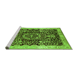 Sideview of Machine Washable Oriental Green Industrial Area Rugs, wshurb3037grn