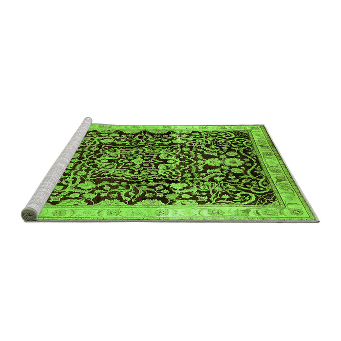 Sideview of Machine Washable Oriental Green Industrial Area Rugs, wshurb3037grn