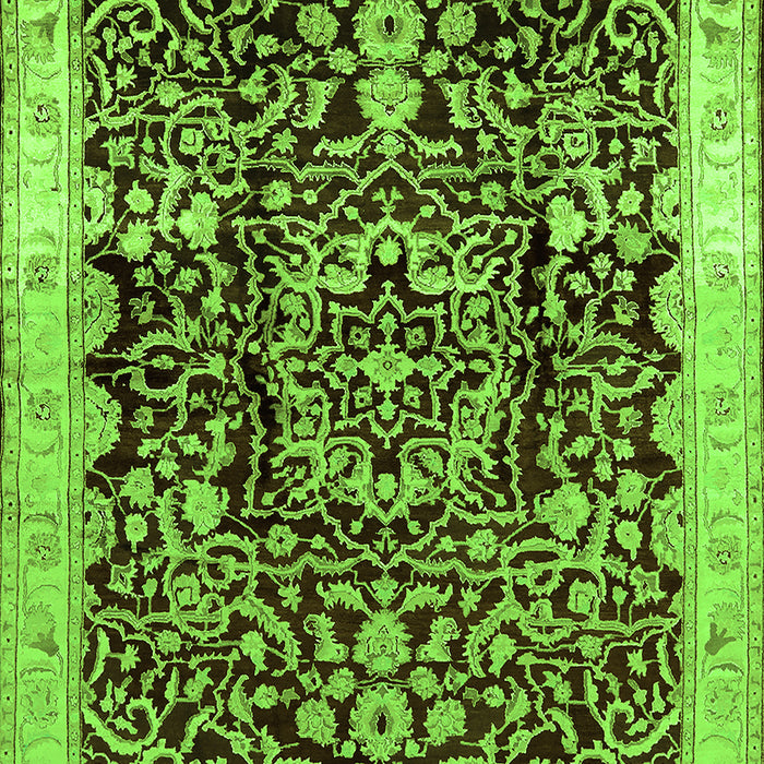 Machine Washable Oriental Green Industrial Area Rugs, wshurb3037grn