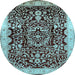 Round Oriental Light Blue Industrial Rug, urb3037lblu