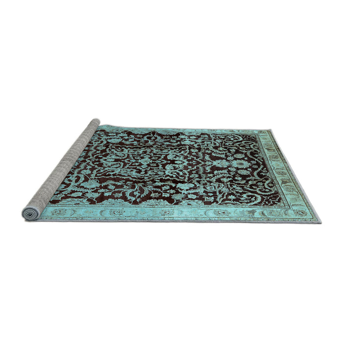 Sideview of Machine Washable Oriental Light Blue Industrial Rug, wshurb3037lblu