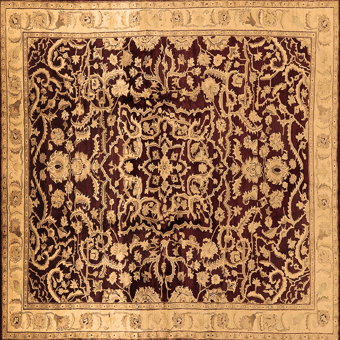 Square Machine Washable Oriental Brown Industrial Rug, wshurb3037brn