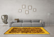 Machine Washable Oriental Yellow Industrial Rug in a Living Room, wshurb3037yw