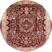 Round Mid-Century Modern Sandy Brown Oriental Rug, urb3037