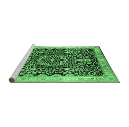 Sideview of Machine Washable Oriental Emerald Green Industrial Area Rugs, wshurb3037emgrn