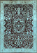 Machine Washable Oriental Light Blue Industrial Rug, wshurb3037lblu