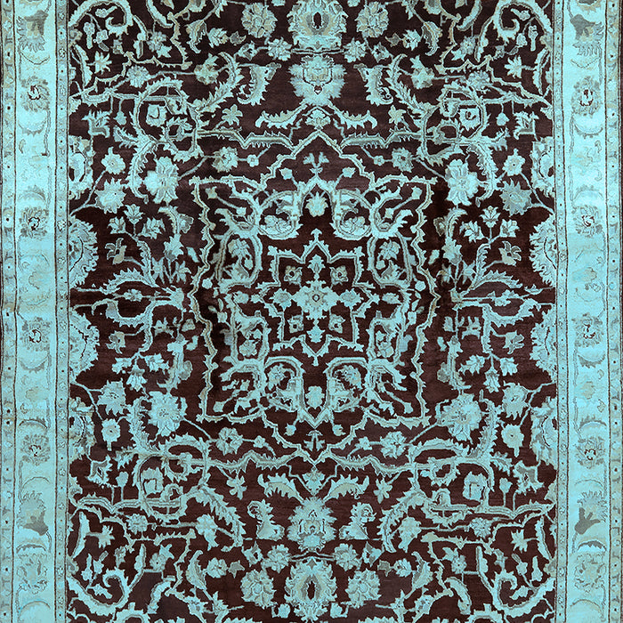 Machine Washable Oriental Light Blue Industrial Rug, wshurb3037lblu