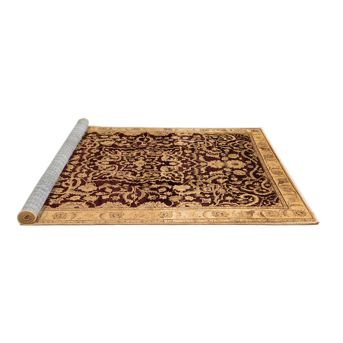 Sideview of Machine Washable Oriental Brown Industrial Rug, wshurb3037brn