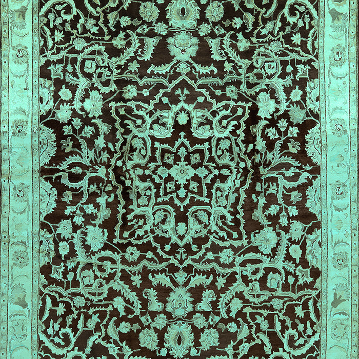Machine Washable Oriental Turquoise Industrial Area Rugs, wshurb3037turq