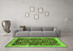 Machine Washable Oriental Green Industrial Area Rugs in a Living Room,, wshurb3037grn