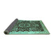 Sideview of Oriental Turquoise Industrial Rug, urb3037turq