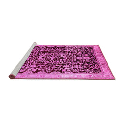 Sideview of Machine Washable Oriental Pink Industrial Rug, wshurb3037pnk