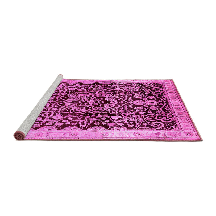 Sideview of Machine Washable Oriental Pink Industrial Rug, wshurb3037pnk