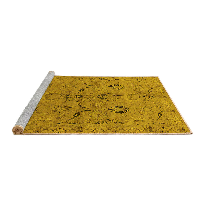Sideview of Machine Washable Oriental Yellow Industrial Rug, wshurb3038yw