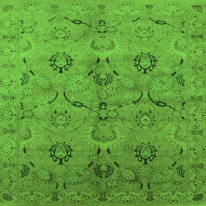 Square Oriental Green Industrial Rug, urb3038grn