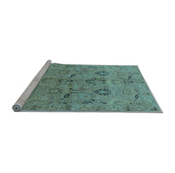 Sideview of Machine Washable Oriental Light Blue Industrial Rug, wshurb3038lblu