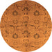 Round Machine Washable Oriental Orange Industrial Area Rugs, wshurb3038org