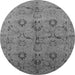 Round Oriental Gray Industrial Rug, urb3038gry