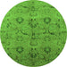 Round Oriental Green Industrial Rug, urb3038grn