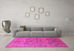 Machine Washable Oriental Pink Industrial Rug in a Living Room, wshurb3038pnk