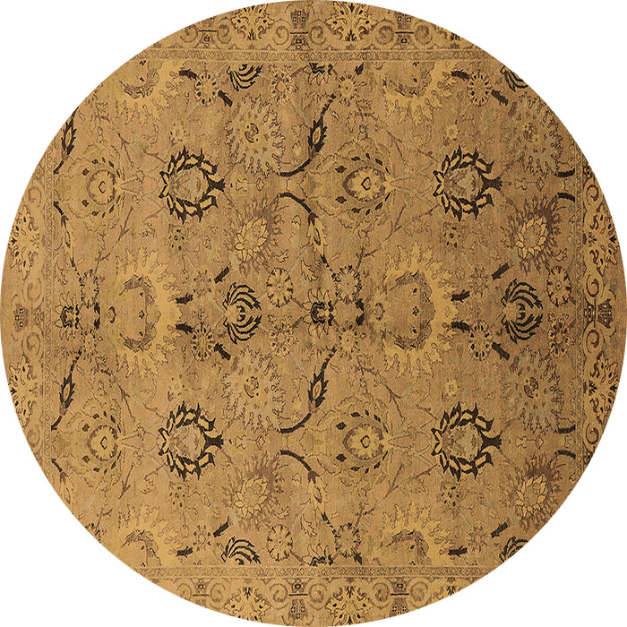 Round Oriental Brown Industrial Rug, urb3038brn