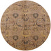 Round Mid-Century Modern Light Brown Oriental Rug, urb3038