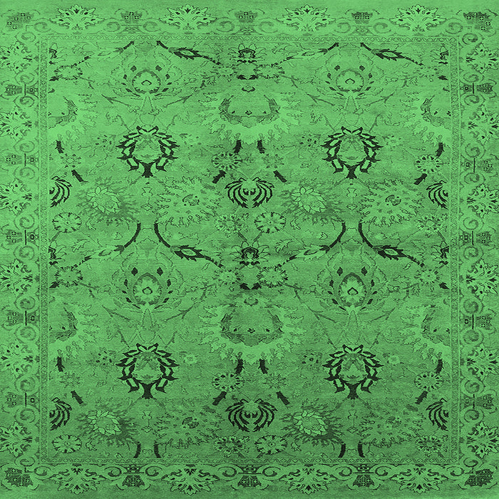 Square Machine Washable Oriental Emerald Green Industrial Area Rugs, wshurb3038emgrn