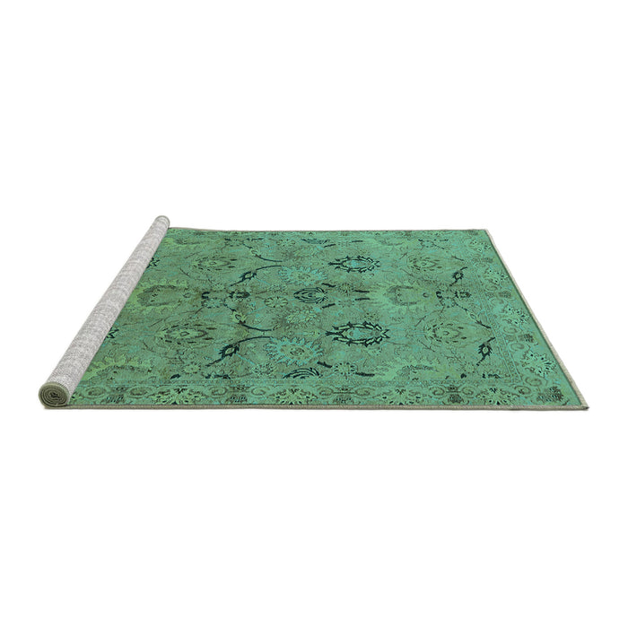 Sideview of Machine Washable Oriental Turquoise Industrial Area Rugs, wshurb3038turq