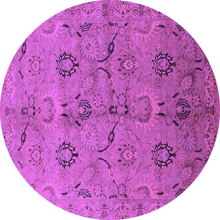 Round Machine Washable Oriental Purple Industrial Area Rugs, wshurb3038pur