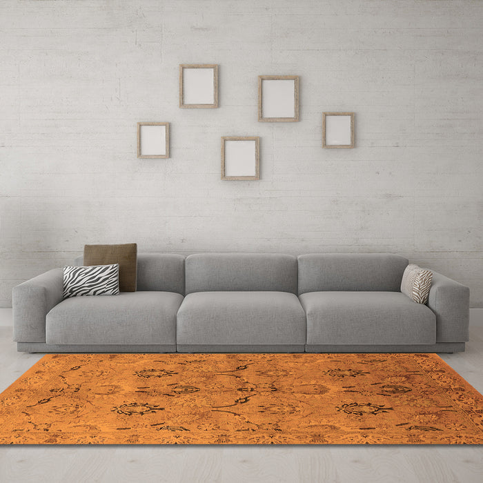 Machine Washable Oriental Orange Industrial Area Rugs in a Living Room, wshurb3038org
