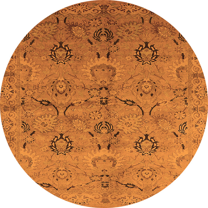 Round Oriental Orange Industrial Rug, urb3038org