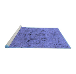 Sideview of Machine Washable Oriental Blue Industrial Rug, wshurb3038blu