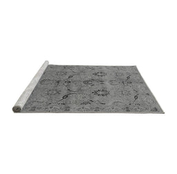 Sideview of Machine Washable Oriental Gray Industrial Rug, wshurb3038gry