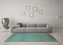 Machine Washable Oriental Light Blue Industrial Rug in a Living Room, wshurb3039lblu