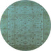 Round Oriental Light Blue Industrial Rug, urb3039lblu