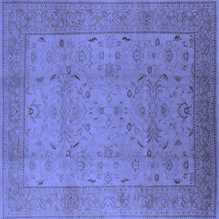 Square Machine Washable Oriental Blue Industrial Rug, wshurb3039blu