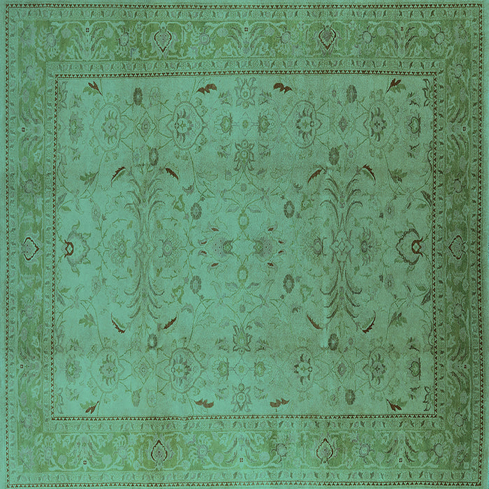 Square Machine Washable Oriental Turquoise Industrial Area Rugs, wshurb3039turq